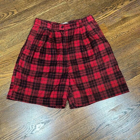 David Hollis Pants - Vintage David Hollis Buffalo Plaid Corduroy Shorts- Size 8P